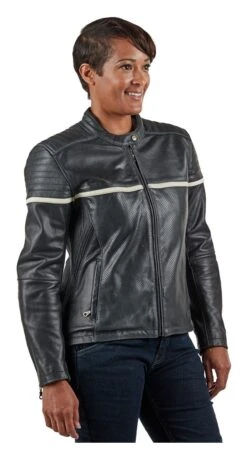 BILT Alder 2 Women's Leather Jacket -Motorcycle Tops Store bilt alder2 womens leather jacket black cream 6
