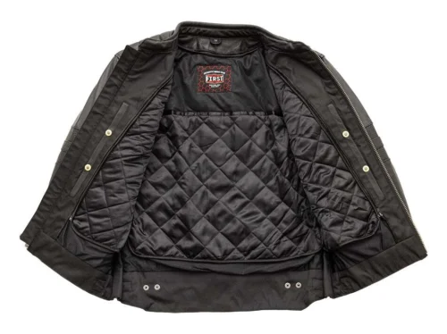 First Manufacturing BiTurbo Leather Jacket -Motorcycle Tops Store first manufacturing biturbo leather jacket black 2