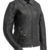 First Manufacturing Free Spirit Women's Leather Jacket -Motorcycle Tops Store first manufacturing free spirit black xs black