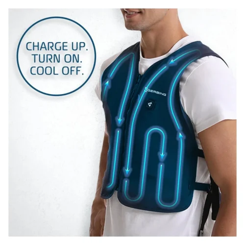 Gerbing 5V Touch Button Circulatory Cooling Vest -Motorcycle Tops Store gerbing5 v touch button circulatory cooling vest navy 3
