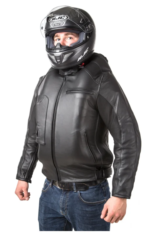 Helite Leather Airbag Jacket -Motorcycle Tops Store helite leather airbag jacket black 3