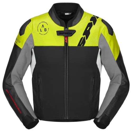 Spidi DP Progressive Hybrid Leather Jacket -Motorcycle Tops Store spidi dp progressive hybr black fluorescente yellow black yellow